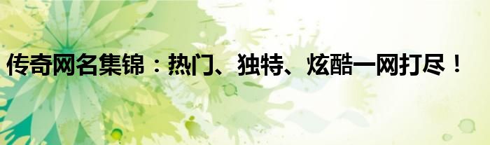 传奇网名集锦：热门、独特、炫酷一网打尽！