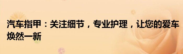 汽车指甲：关注细节，专业护理，让您的爱车焕然一新