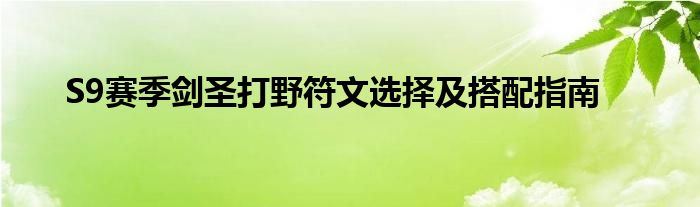 S9赛季剑圣打野符文选择及搭配指南