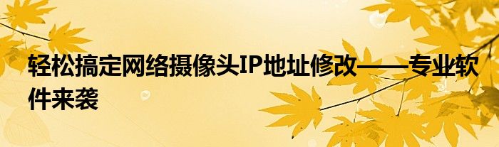 轻松搞定网络摄像头IP地址修改——专业软件来袭