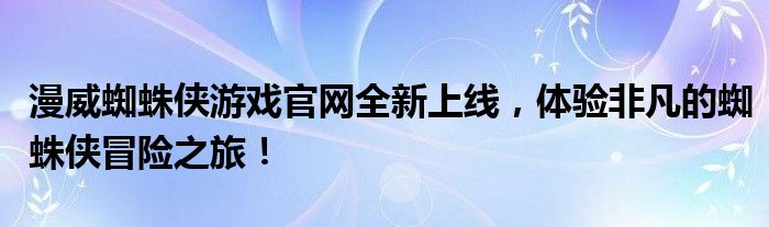 漫威蜘蛛侠游戏官网全新上线，体验非凡的蜘蛛侠冒险之旅！