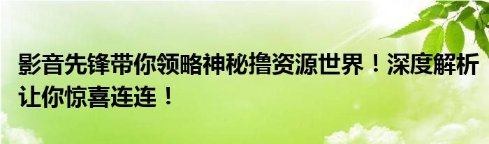 影音先锋带你领略神秘撸资源世界！深度解析让你惊喜连连！