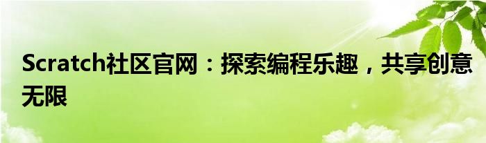 Scratch社区官网：探索编程乐趣，共享创意无限