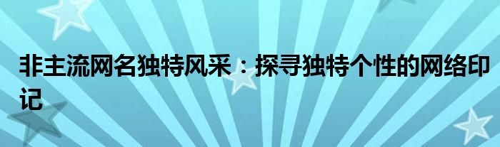 非主流网名独特风采：探寻独特个性的网络印记