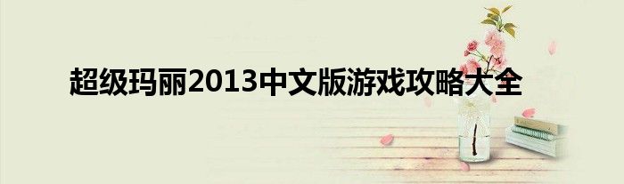 超级玛丽2013中文版游戏攻略大全