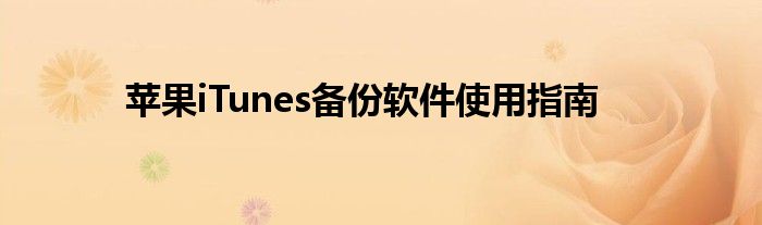 苹果iTunes备份软件使用指南