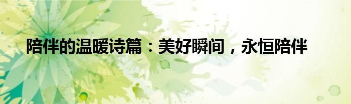 陪伴的温暖诗篇：美好瞬间，永恒陪伴
