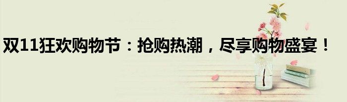 双11狂欢购物节：抢购热潮，尽享购物盛宴！