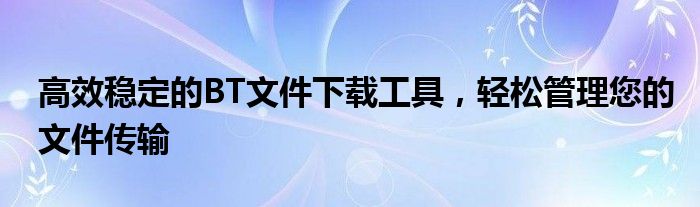 高效稳定的BT文件下载工具，轻松管理您的文件传输