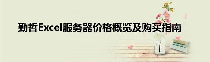 勤哲Excel服务器价格概览及购买指南