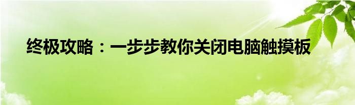 终极攻略：一步步教你关闭电脑触摸板