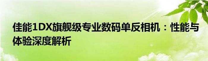 佳能1DX旗舰级专业数码单反相机：性能与体验深度解析