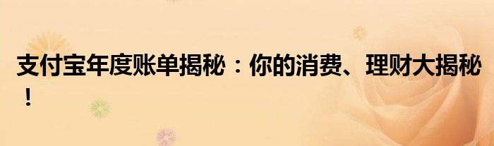 支付宝年度账单揭秘：你的消费、理财大揭秘！