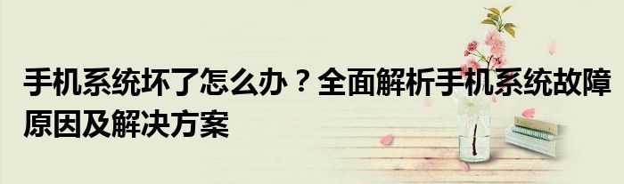 手机系统坏了怎么办？全面解析手机系统故障原因及解决方案