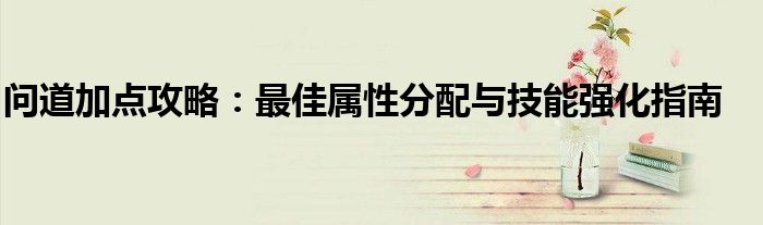 问道加点攻略：最佳属性分配与技能强化指南