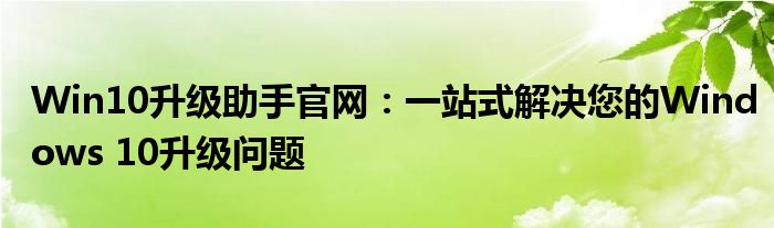 Win10升级助手官网：一站式解决您的Windows 10升级问题