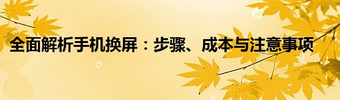 全面解析手机换屏：步骤、成本与注意事项