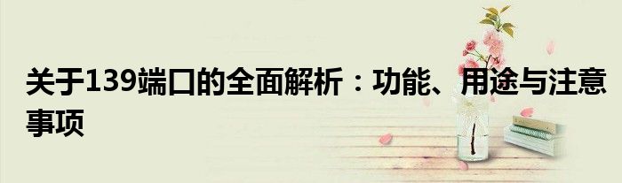 关于139端口的全面解析：功能、用途与注意事项