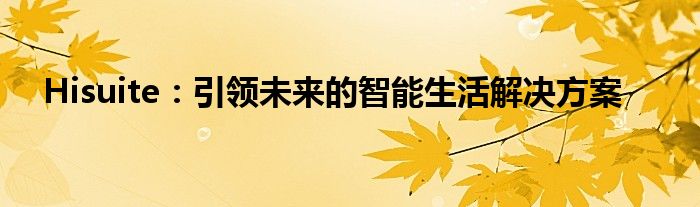 Hisuite：引领未来的智能生活解决方案