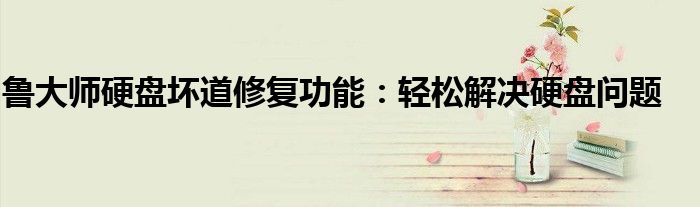 鲁大师硬盘坏道修复功能：轻松解决硬盘问题
