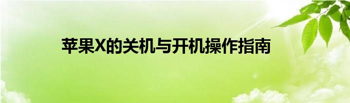 苹果X的关机与开机操作指南