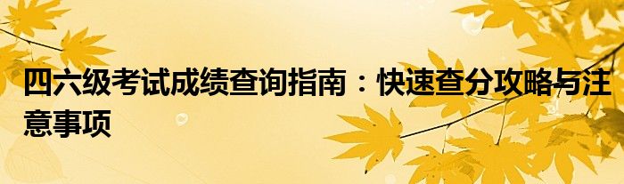 四六级考试成绩查询指南：快速查分攻略与注意事项