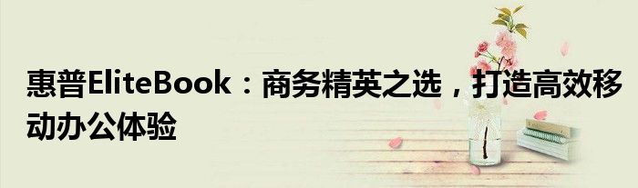 惠普EliteBook：商务精英之选，打造高效移动办公体验