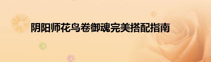 阴阳师花鸟卷御魂完美搭配指南