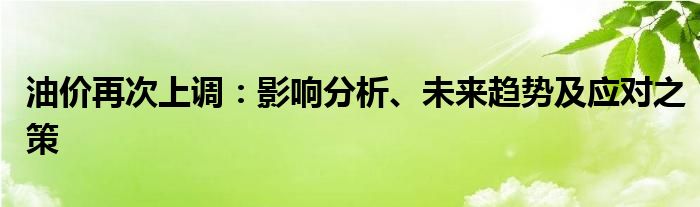 油价再次上调：影响分析、未来趋势及应对之策
