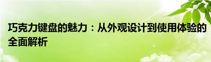 巧克力键盘的魅力：从外观设计到使用体验的全面解析