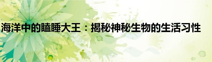 海洋中的瞌睡大王：揭秘神秘生物的生活习性
