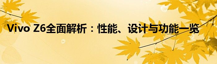 Vivo Z6全面解析：性能、设计与功能一览