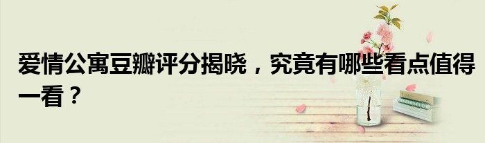 爱情公寓豆瓣评分揭晓，究竟有哪些看点值得一看？