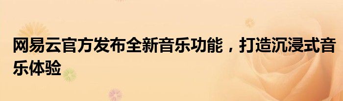 网易云官方发布全新音乐功能，打造沉浸式音乐体验