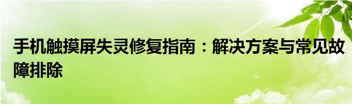 手机触摸屏失灵修复指南：解决方案与常见故障排除