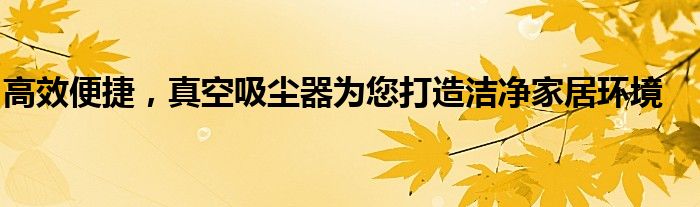高效便捷，真空吸尘器为您打造洁净家居环境
