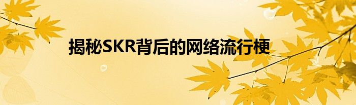揭秘SKR背后的网络流行梗