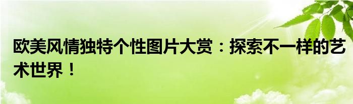欧美风情独特个性图片大赏：探索不一样的艺术世界！