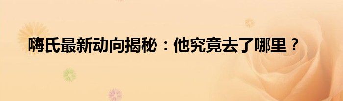 嗨氏最新动向揭秘：他究竟去了哪里？