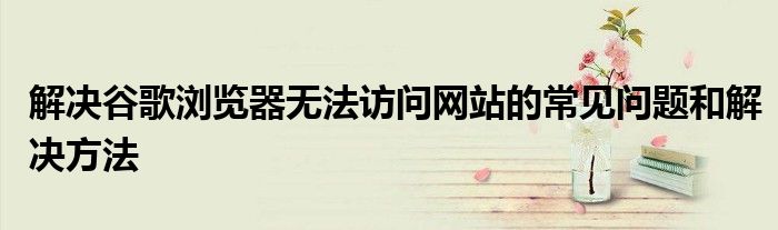 解决谷歌浏览器无法访问网站的常见问题和解决方法