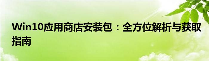 Win10应用商店安装包：全方位解析与获取指南
