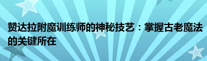 赞达拉附魔训练师的神秘技艺：掌握古老魔法的关键所在