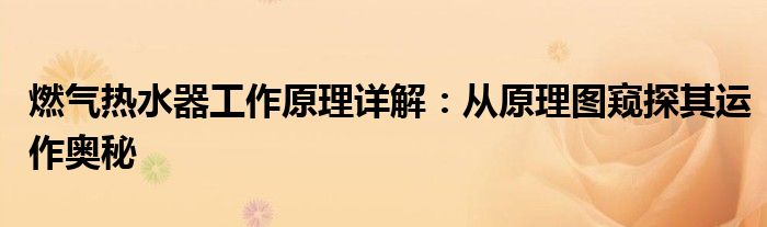 燃气热水器工作原理详解：从原理图窥探其运作奥秘