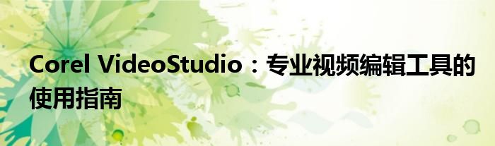 Corel VideoStudio：专业视频编辑工具的使用指南