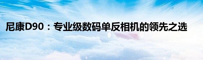 尼康D90：专业级数码单反相机的领先之选