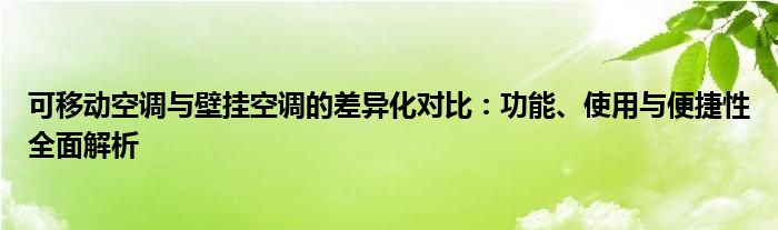 可移动空调与壁挂空调的差异化对比：功能、使用与便捷性全面解析
