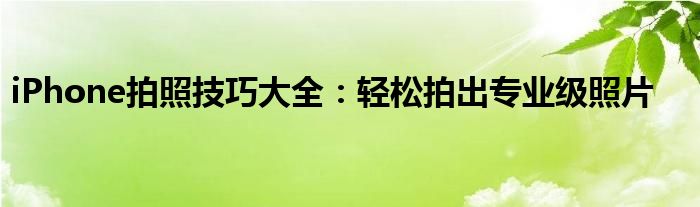 iPhone拍照技巧大全：轻松拍出专业级照片