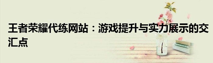 王者荣耀代练网站：游戏提升与实力展示的交汇点