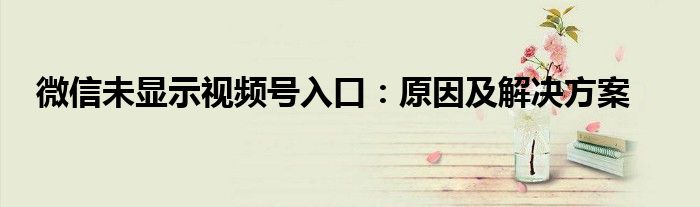微信未显示视频号入口：原因及解决方案