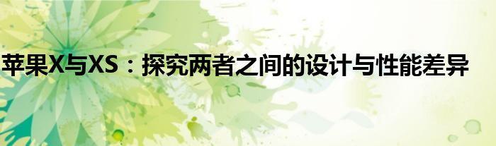 苹果X与XS：探究两者之间的设计与性能差异